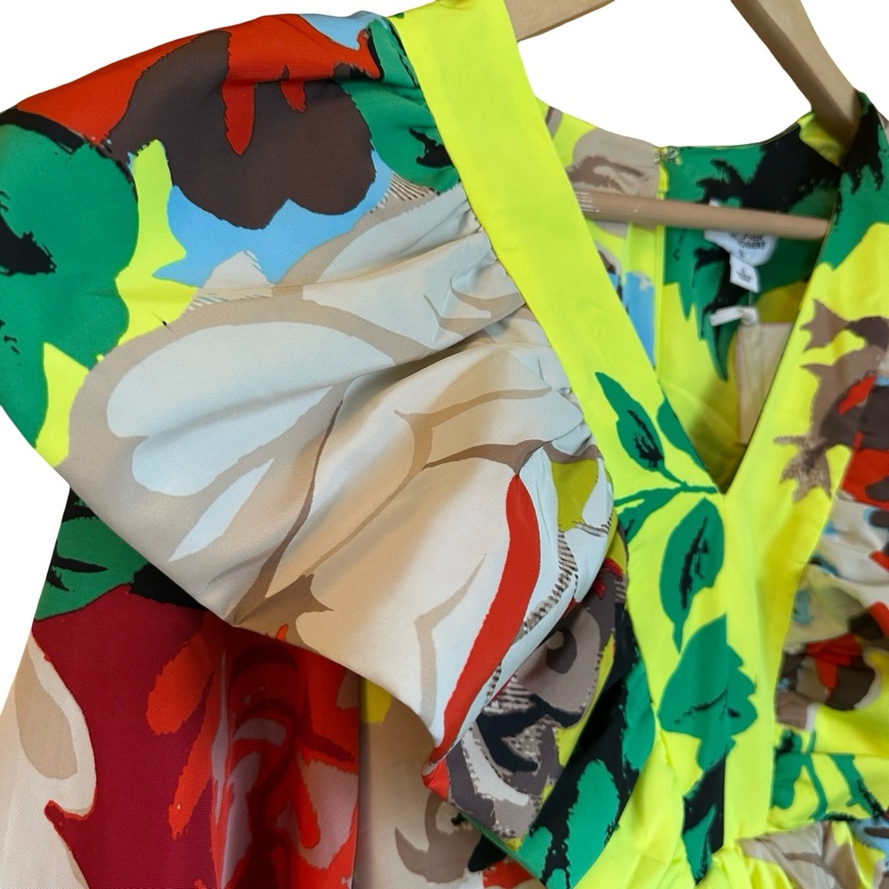 NWT Christopher John Rogers for Target Yellow Floral Long Sleeve Ruffle Dress 2 - Picture 4 of 15